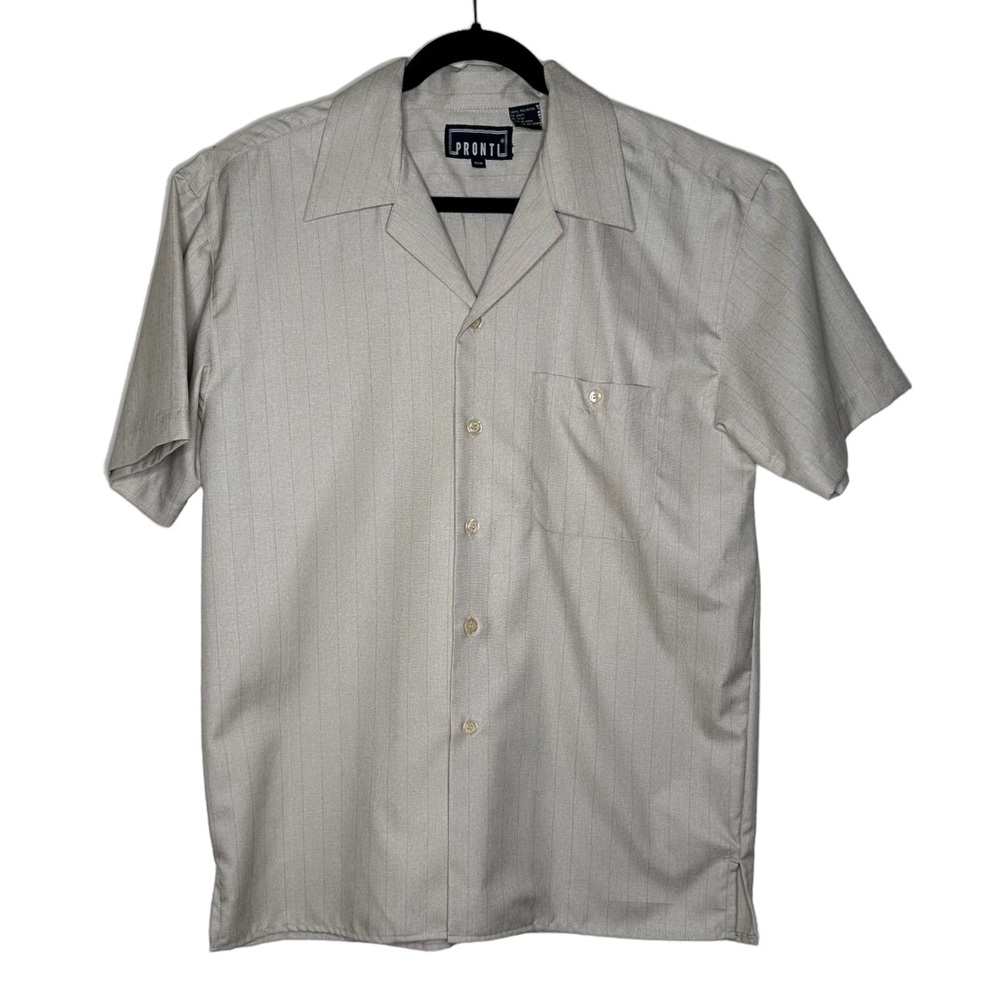 Men’s Beige Striped Short Sleeves Shirt Medium